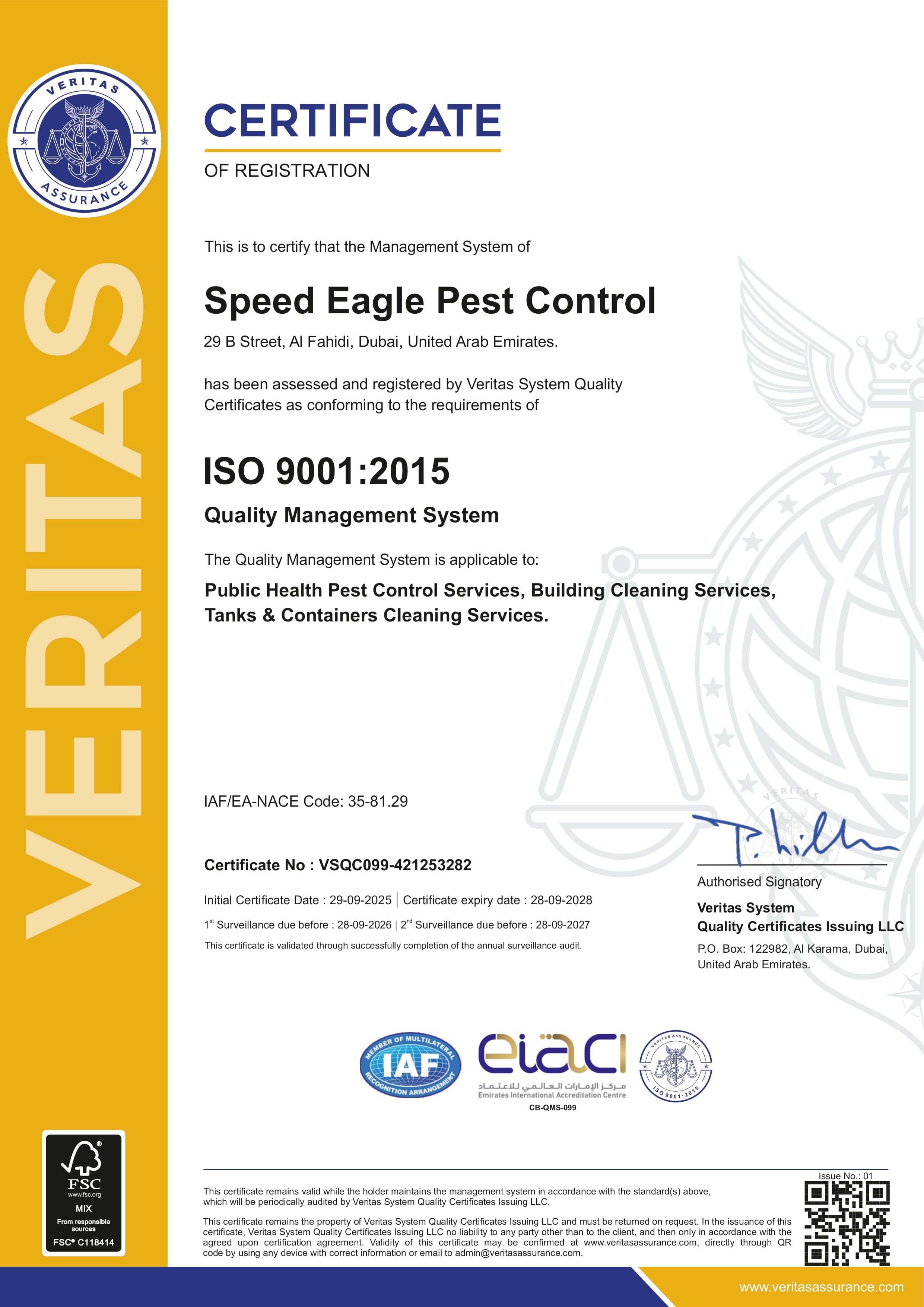 ISO 9001:2015 certificate
